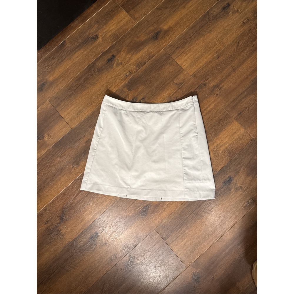 Adidas ClimaCool Golf Skort Women 12 Gray Excellent Pleated Mini Skirt 3‎ Stripe